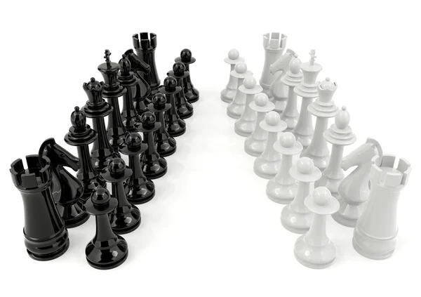 Vita och svarta schack isolerade — Stockfoto
