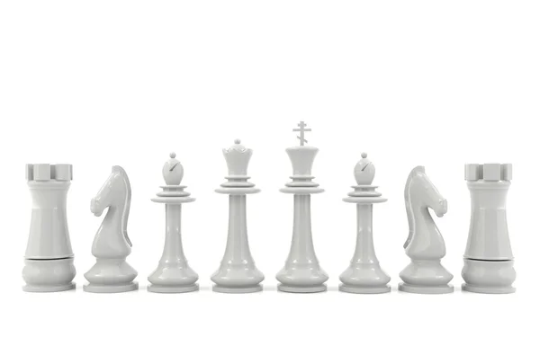 Bílé šachové figurky, samostatný — Stock fotografie