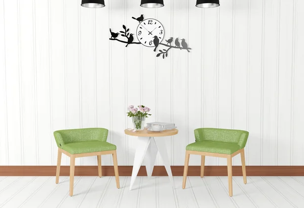 White room interiör och vintage dekorationer — Stockfoto