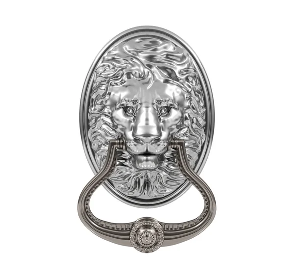 Silver lion door knocker — Stock Photo, Image