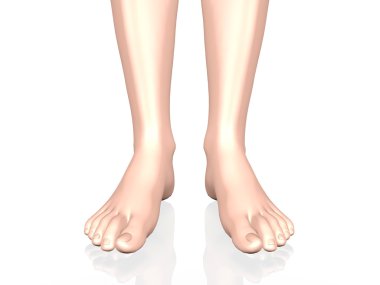 Beyaz arka plan üzerinde çıplak ayak