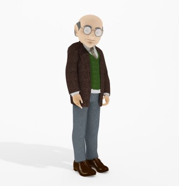3D render yaşlı adam izole ayakta