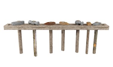 Paslı çekiç ve eski ahşap kulpu