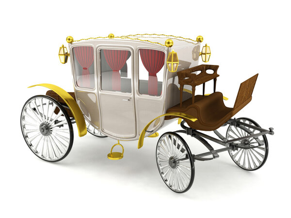Luxury horse carriage isolated on white background