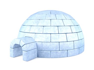 Buzlu Igloo beyaz arka plan üzerinde izole