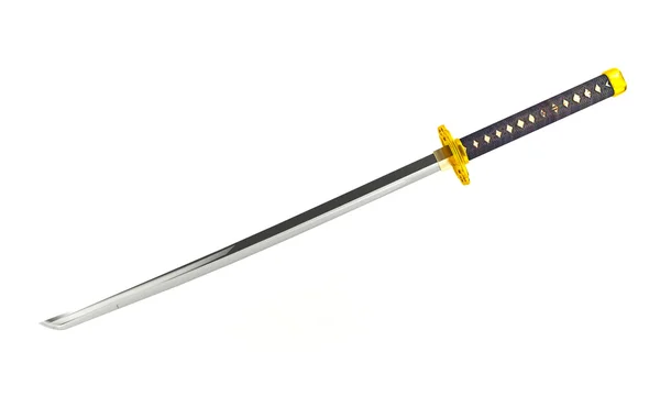 Японский меч катана на белом фоне — стоковое фото