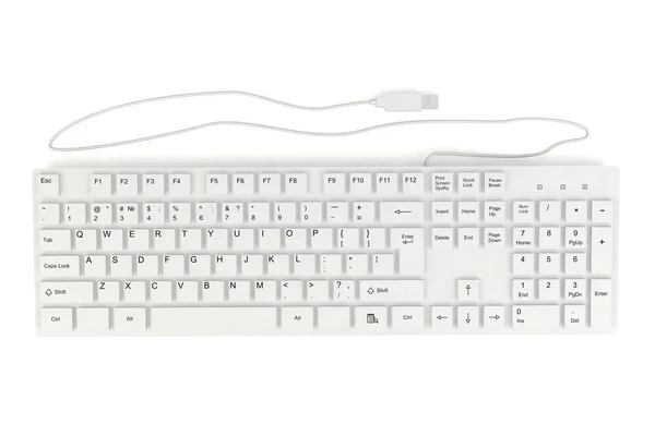 コンピュータのキーボードは白い背景に隔離され — ストック写真