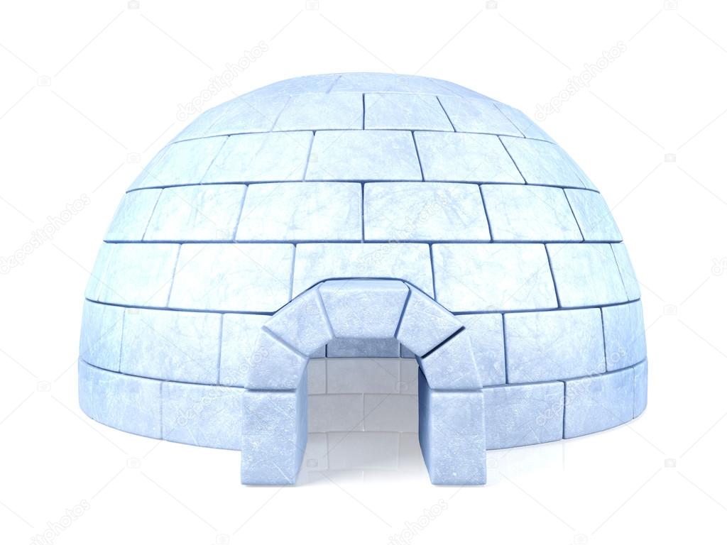 Iced igloo isolated on white background