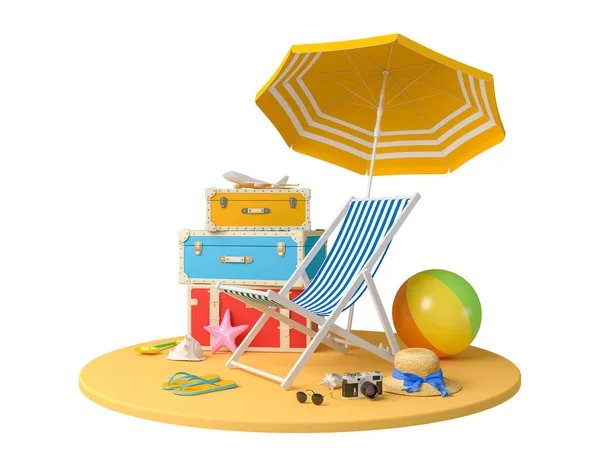 Reizigers Accessoires Strand Reizen Zomer Vakantie Accessoires Witte Achtergrond Met — Stockfoto