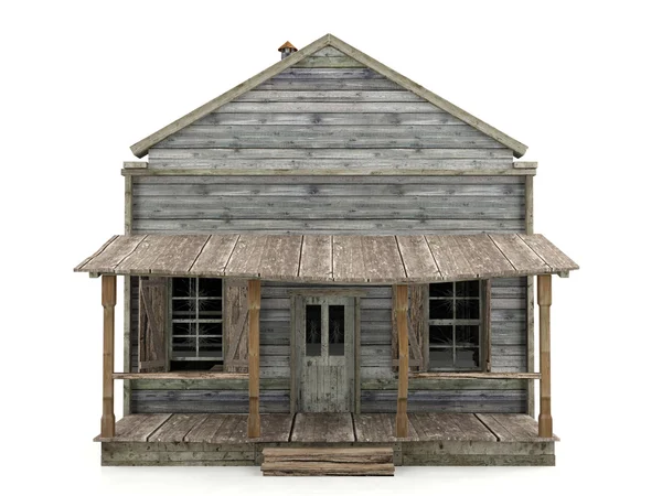 Abandoned house isolated front view — Stock Photo, Image