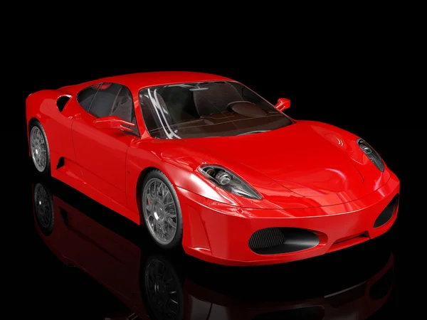 Kırmızı spor araba, önden görünüm