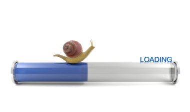 Snail crawling on download bar clipart