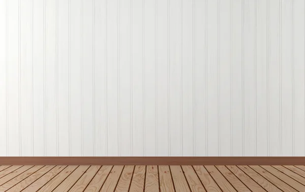 Weiße Holzwand und Hartholzboden — Stockfoto