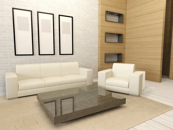 Interior ruang tamu modern putih — Stok Foto