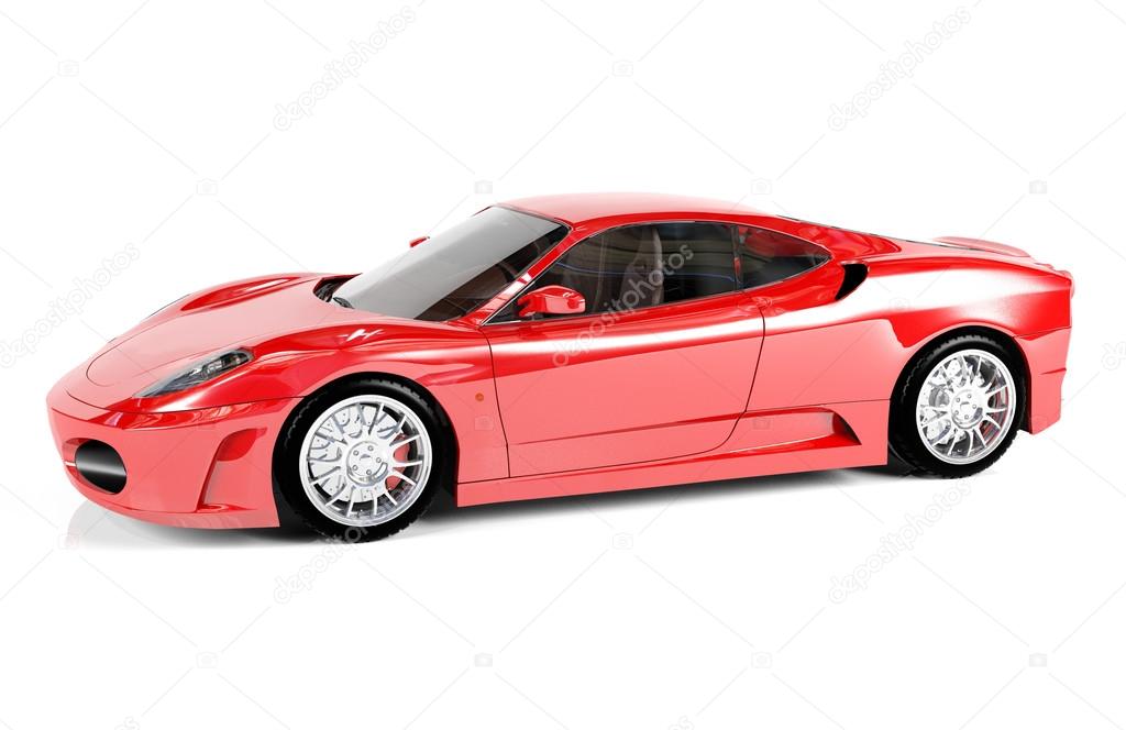 Red sport car on white background