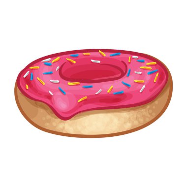 Colorful Pink Donut Hand Drawn Vector Illustration