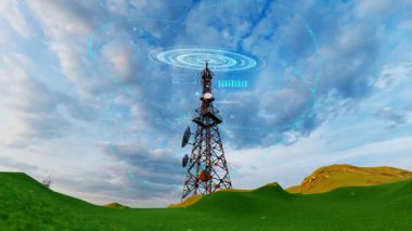 Dağlık bölgedeki 5G mobil ağ sinyal kulesi