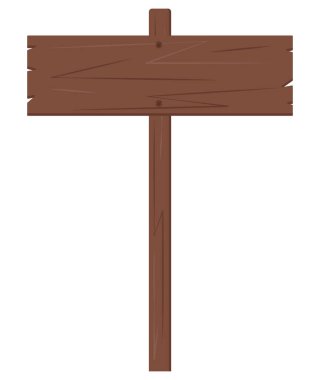 Tahta tabela beyaz arka planda izole edilmiş. Vektör kahverengi işaret levhası. Tasarım, metin, illüstrasyon için element