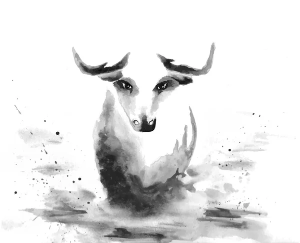 Stier Aquarel Kunst Met Hand Getekend Geverfd Runderdier Vectorillustratie — Stockvector