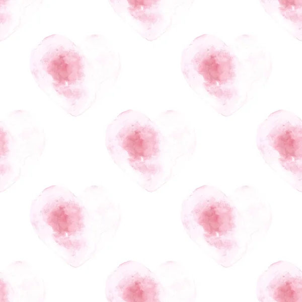 Coeurs Aquarelle Motif Sans Couture Texture Peinte Main Valentines Fond — Image vectorielle