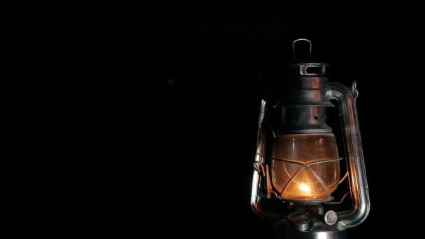 The kerosene lamp at the night — Stock Video