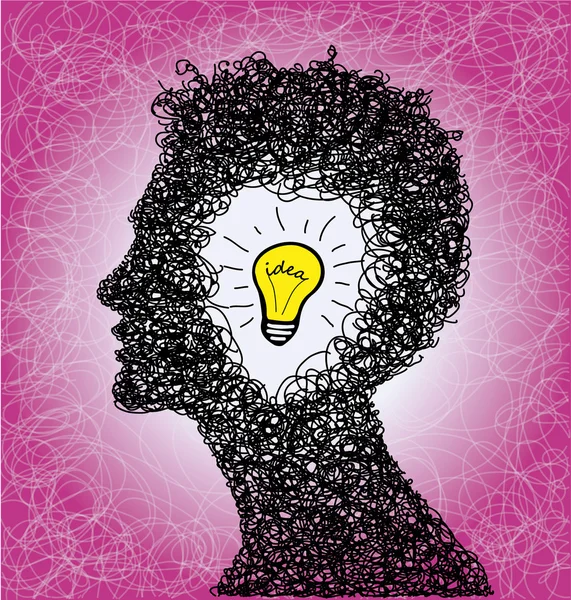 Thinking person with lightbulb idea — Stock Photo, Image