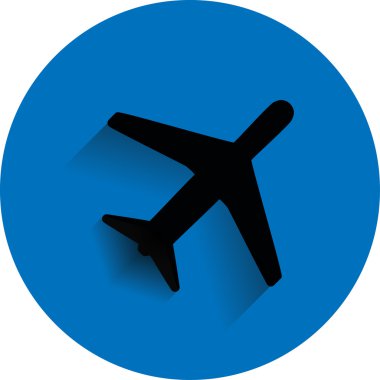 Mavi bir arka plan üzerinde uçağı simgesi