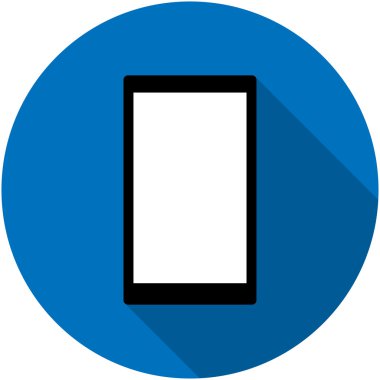 Siyah telefon. Mavi arka plan. Düz gölge 