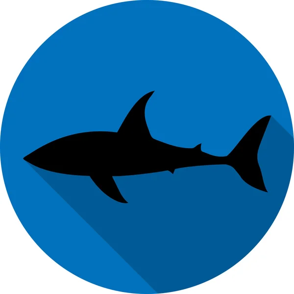 Black silhouette of a shark with shadow — Stock Vector