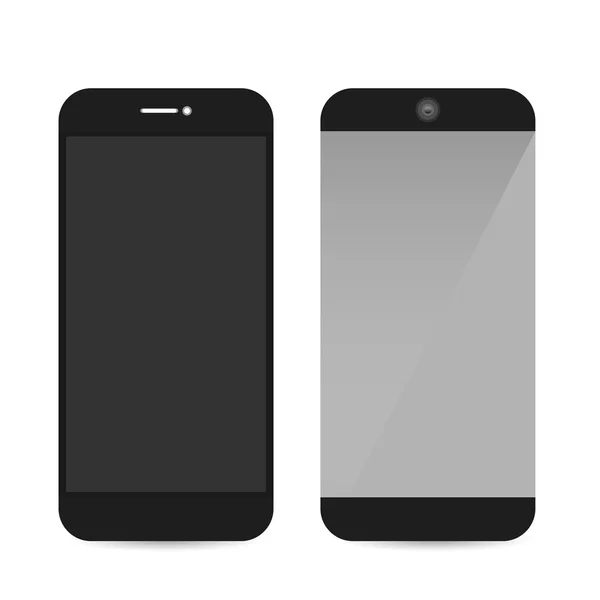 Чорний телефон спереду і ззаду — стоковий вектор