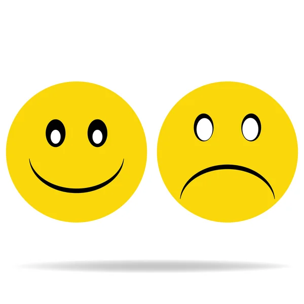 Boldog és szomorú sárga mosoly árnyéka — Stock Vector