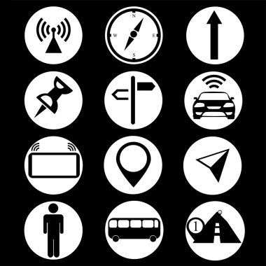 Siyah ve beyaz simgeler Gps