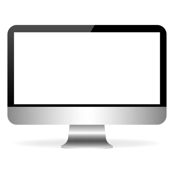 白い背景の上に影をグレーのコンピューター — ストックベクタ