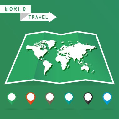 Beyaz Gölge üzerinde yeşil bir arka plan ile Dünya Haritası