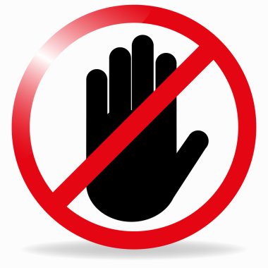 Hand in a red circle. Ban circle clipart