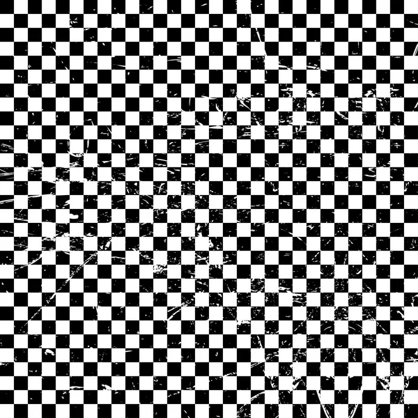 Checkered black and white background with texture — Stock Vector