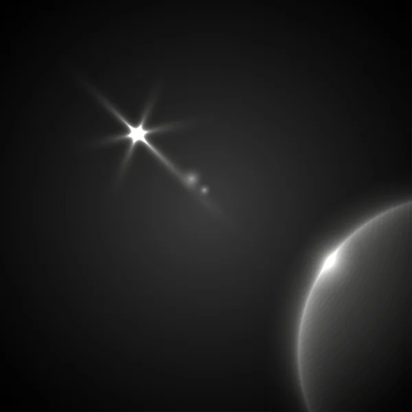 空間における光の効果。宇宙の天体。光の滝の惑星 — ストックベクタ