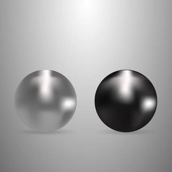 Pärla vit och svart på en bakgrund med en skugga — Stock vektor