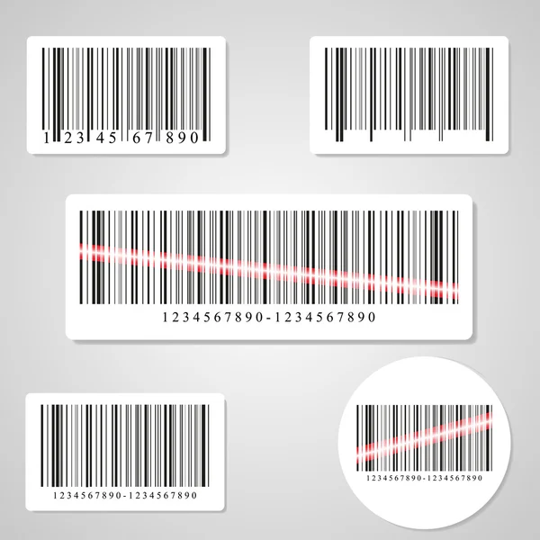 Prodotto scanner nel negozio. Set laser rosso — Vettoriale Stock