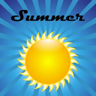 Retro vintage arka plan üzerinde güneşin. Metin yaz ile mavi bir arka plan üzerinde güneşin tasarım