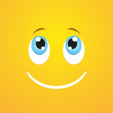 Gülen surat sarı bir arka plan üzerinde