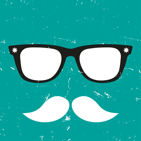 Black retro sunglasses with a mustache on a vintage background — Stock Vector