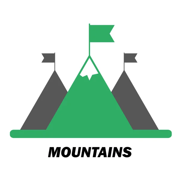 Icone di montagna con bandiere — Vettoriale Stock