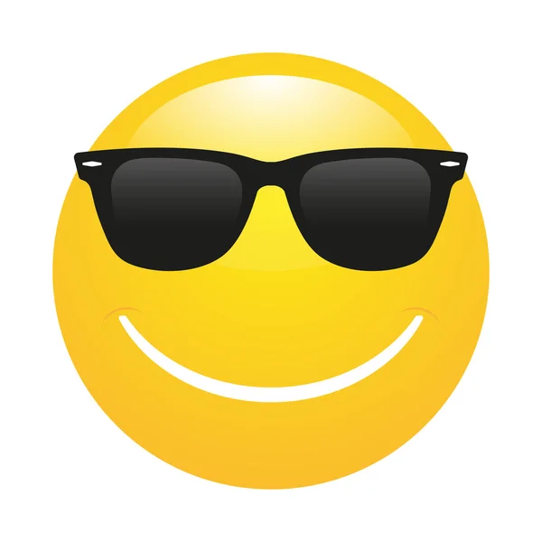 Emoticono sonriente en gafas de sol — Vector de stock