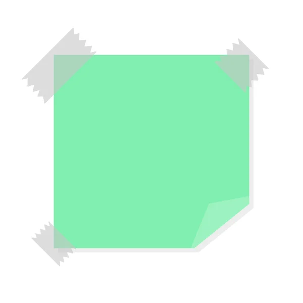 Página verde con cinta adhesiva sobre fondo blanco — Vector de stock
