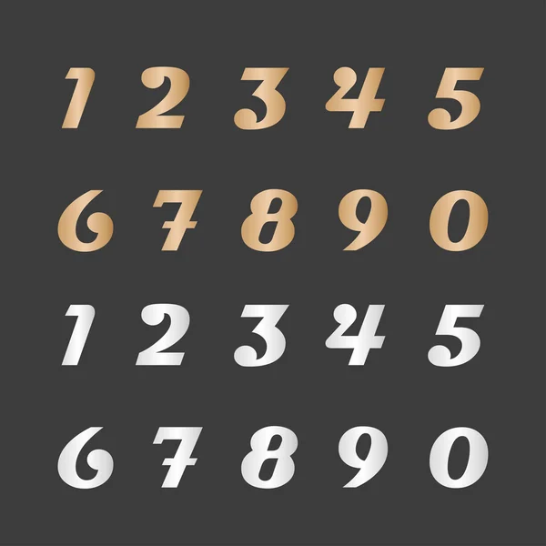 Gold and silver numbers — Stock Vector