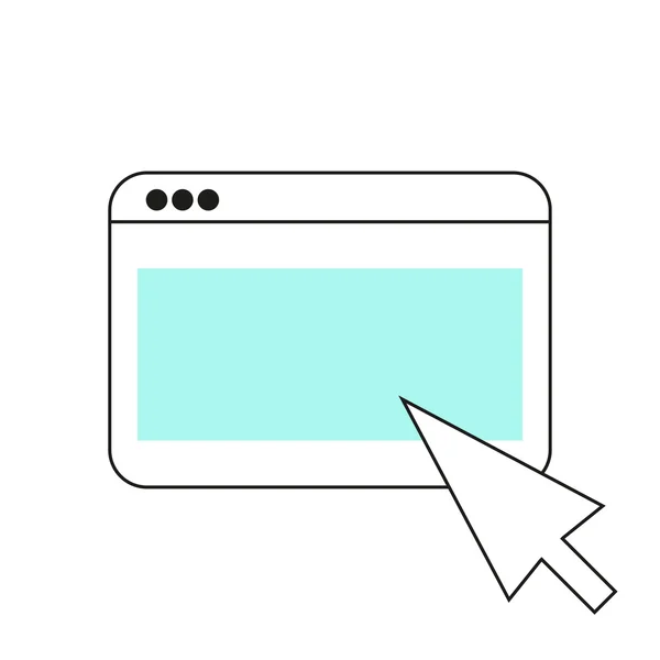 Platt Web browser ikon med pekaren på en isolerad vit bakgrund — Stock vektor