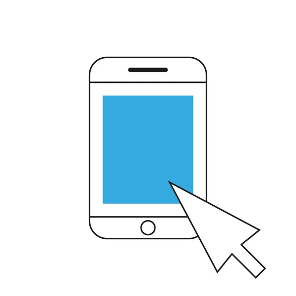 Teléfono Flat Icono del navegador web con el puntero sobre un fondo blanco aislado — Vector de stock