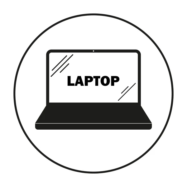 Ikon laptop datar diisolasi pada latar belakang putih - Stok Vektor