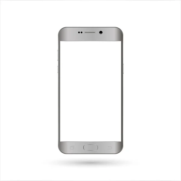 Realistische smartphone zilveren kleur telefoon stijl mockup geïsoleerd op een witte achtergrond. Voor web-element en toepassing mockup — Stockvector